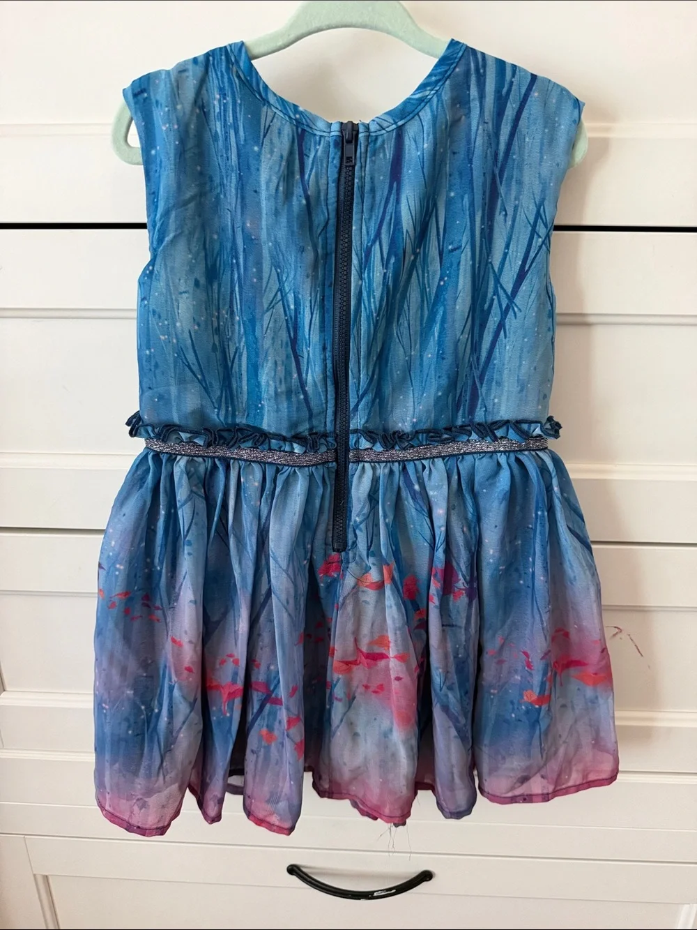 Disney Blue and Pink Frozen II Anna & Elsa Chiffon Party Dress